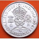 INGLATERRA 2 SHILLINGS 1944 JORGE VI y FLORES KM.855 MONEDA DE PLATA MBC + MUESCAS Great Britain United Kingdom WWII