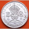 INGLATERRA 2 SHILLINGS 1944 JORGE VI y FLORES KM.855 MONEDA DE PLATA MBC + MUESCAS Great Britain United Kingdom WWII
