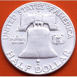 ESTADOS UNIDOS 1/2 DOLAR 1949 S BENJAMIN FRANKLIN y CAMPANA KM.163 MONEDA DE PLATA MBC USA Half silver dollar R/2
