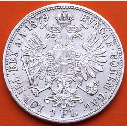 AUSTRIA 1 FLORIN 1879 FRANZ JOSEPH I y AGUILA Imperio Austro Hungaro KM.2222 MONEDA DE PLATA MBC+ Österreich Hungary