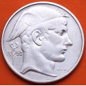 BELGICA 50 FRANCOS 1950 BUSTO DE MERCURIO y LEON Leyenda BELGIE KM.136 MONEDA DE PLATA MBC Belgium