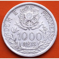 BRASIL 1000 REIS 1913 DAMA - ORDEN y PROGRESO KM.513 MONEDA DE PLATA MBC- Estados Unidos do Brazil silver coin