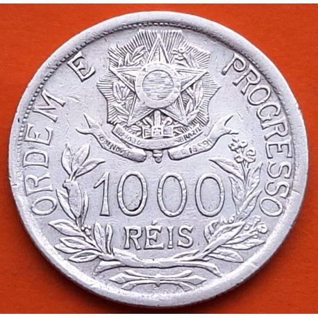 BRASIL 1000 REIS 1913 DAMA - ORDEN y PROGRESO KM.513 MONEDA DE PLATA MBC- Estados Unidos do Brazil silver coin