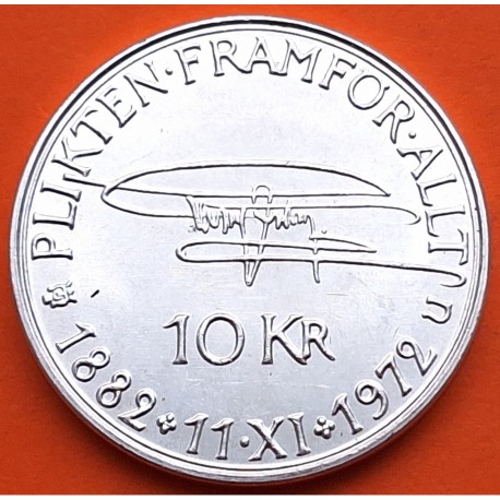 SUECIA 10 KRONOR 1972 REY GUSTAV VI 90 CUMPLEAÑOS KM.828 MONEDA DE PLATA SC- Sweden silver kroner