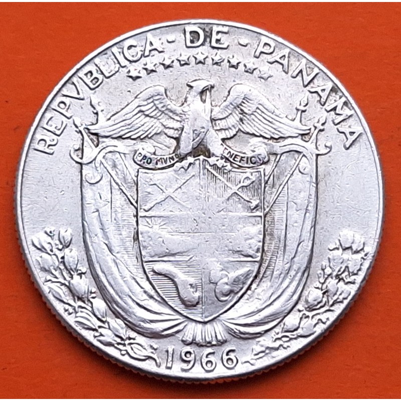 PANAMA 1/2 BALBOA 1966 BUSTO DE BALBOA KM.12.A.1 MONEDA DE PLATA MBC Medio Balboa 1966 silver coin