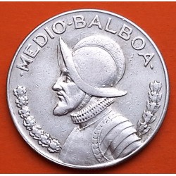 PANAMA 1/2 BALBOA 1966 BUSTO DE BALBOA KM.12.A.1 MONEDA DE PLATA MBC Medio Balboa 1966 silver coin