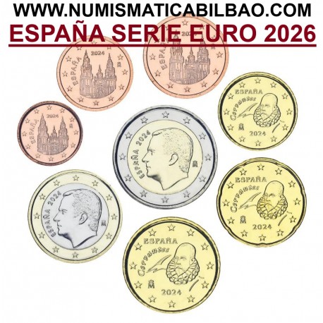 . @16/ABRIL Envío@ ESPAÑA MONEDAS EURO 2026 Serie 1+2+5+10+20+50 Centimos + 1 EURO + 2 EUROS 2026 REY FELIPE VI Tira