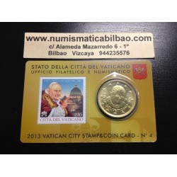 @OFERTA@ VATICANO 50 CENTIMOS 2013 PAPA BENEDICTO XVI COINCARD Nº 4 SELLO DE JUAN XXIII MONEDA DE LATON SC COIN CARD EURO