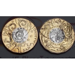 SAN MARINO 5 EUROS 2016 GIUBILEO DELLA MISERICORDIA SC 1ª MONEDA BIMETALICA CONMEMORATIVA @RARA@ BLISTER