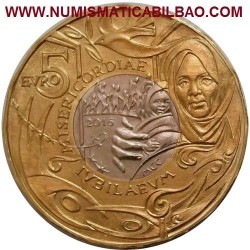 SAN MARINO 5 EUROS 2016 GIUBILEO DELLA MISERICORDIA SC 1ª MONEDA BIMETALICA CONMEMORATIVA @RARA@ BLISTER