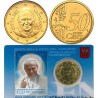 @OFERTA@ VATICANO 50 CENTIMOS 2014 PAPA BENEDICTO COINCARD Nº5 CON SELLO de JUAN PABLO II & STAMP