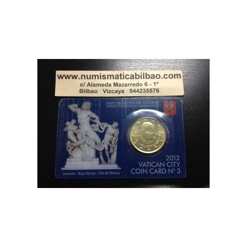 .VATICANO 50 CENTIMOS 2012 PAPA BENEDICTO XVI COINCARD Nº3 MONEDA DE LATÓN SC