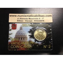 VATICANO 50 CENTIMOS 2011 PAPA BENEDICTO XVI COINCARD Nº 2 LA PIETA MONEDA DE LATÓN SC