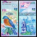 @BILLETE MAS BONITO DEL MUNDO 2009@ BERMUDA 2 DOLARES 2009 PAJARO BLUEBIRD Pick 57 BILLETE HIBRIDO SC Hybrid UNC BANKNOTE