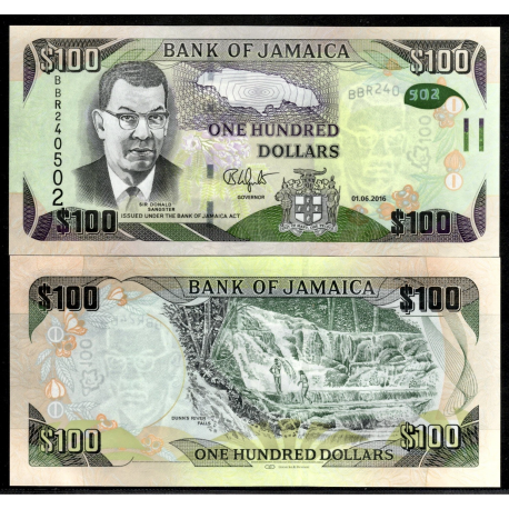 @PAPEL HIBRIDO@ JAMAICA 100 DOLARES 2014 CASCADAS DE DUNN'S RIVER Pick 95.C BILLETE SC Hybrid UNC BANKNOTE 100 Dollars