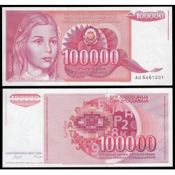YUGOSLAVIA 100000 DINARA 1989 NIÑA y FORMULA MATEMATICA Pick 97 BILLETE SC UNC BANKNOTE 100000 Dinar