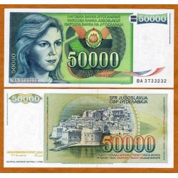 YUGOSLAVIA 50000 DINARA 1988 NIÑA y CIUDAD DE DUBROVNIK Pick 96 BILLETE SC UNC BANKNOTE 50000 Dinar