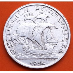 PORTUGAL 10 ESCUDOS 1954 CARABELA KM.586 MONEDA DE PLATA MBC REPUBLICA PORTUGUESA silver coin R/2