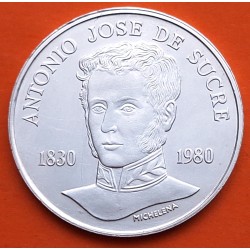 VENEZUELA 75 BOLIVARES 1980 ANTONIO JOSE DE SUCRE BURRO y ARADO MICHELENA KM.55 MONEDA DE PLATA MBC + LIMPIADA silver coin R/1