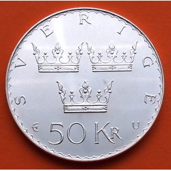 SUECIA 50 KRONOR 1975 REFORMA CONSTITUCIONAL KM.848 MONEDA DE PLATA SC Sweden silver kroner