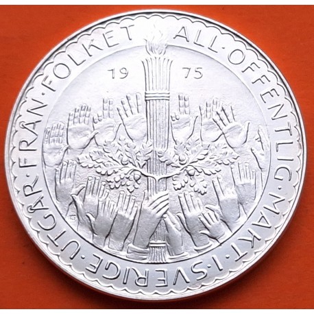 SUECIA 50 KRONOR 1975 REFORMA CONSTITUCIONAL KM.848 MONEDA DE PLATA SC Sweden silver kroner