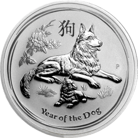 AUSTRALIA 1 DOLAR 2018 AÑO DEL PERRO 2ª Serie Lunar MONEDA DE PLATA PURA SC 1 ONZA OZ OUNCE Year of the Dog