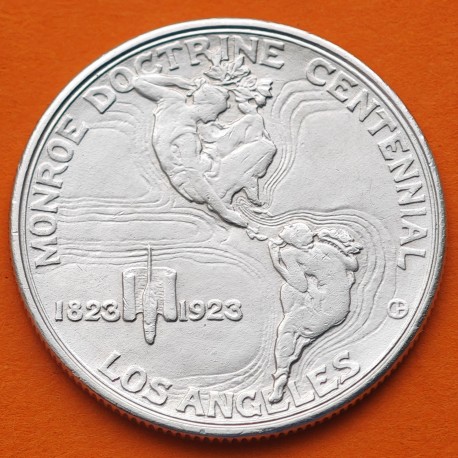 . @ESCASA@ ESTADOS UNIDOS 1/2 DOLAR 1923 DOCTRINA MONROE ADAMS KM.153 MONEDA DE PLATA USA Half Dollar Commemorative