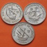 . 3 monedas x CUBA 1 PESO 1981 DESCUBRIMIENTO DE AMERICA - CARABELAS KM.66+67+68 NICKEL SC- Caribe