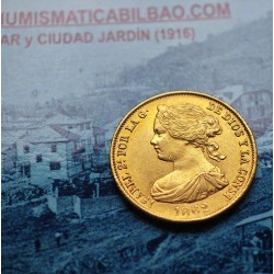 . @PRECIOSA - ÚLTIMO AÑO ACUÑADO@ ESPAÑA ISABEL II 100 REALES 1862 Ceca de SEVILLA MONEDA DE ORO KM.605.3 Spain gold coin