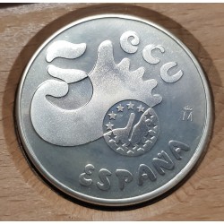 ESPAÑA 5 ECU 1990 ALFONSO X EL SABIO MONEDA DE PLATA PROOF 1 ONZA OZ ESTUCHE CERTIFICADO FNMT  5 ECUS 1990