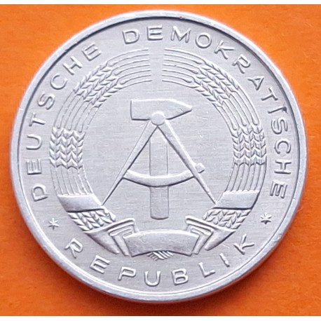 ALEMANIA DEMOCRATICA 10 PFENNIG 1981 A ESCUDO y VALOR TIpo 1 KM.10 MONEDA DE ALUMINIO SC- Germany DDR RDA 10 Pfn