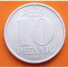 ALEMANIA DEMOCRATICA 10 PFENNIG 1981 A ESCUDO y VALOR TIpo 1 KM.10 MONEDA DE ALUMINIO SC- Germany DDR RDA 10 Pfn