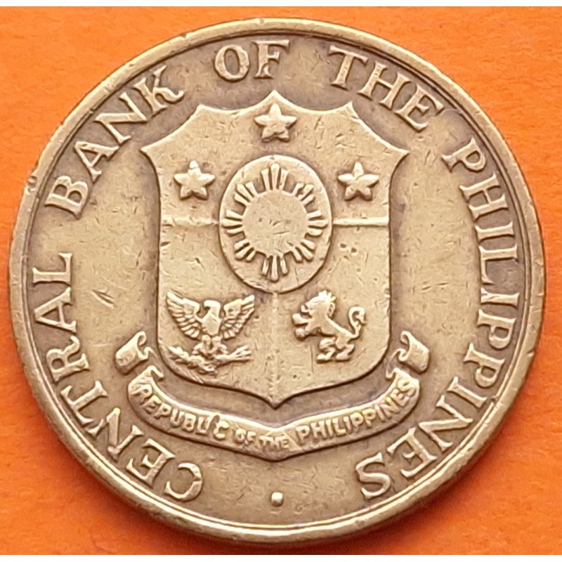 FILIPINAS 5 CENTAVOS 1963 ABORIGEN y VOLCAN KM.187 MONEDA DE LATON MBC- Philippines