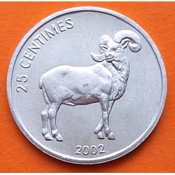 CONGO 25 CENTIMOS 2002 MUFLON CABRA MONTESA KM.77 MONEDA DE ALUMINIO SC- 25 Centimes