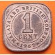 MALASIA y BORNEO BRITANICO 1 CENTIMO 1957 ISABEL II KM.5 Modulo Pequeño MONEDA DE BRONCE MBC+ Malaya & Bristish Borneo