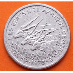 . República del CONGO (Letra C) ESTADOS DEL AFRICA CENTRAL 50 FRANCOS 1978 ANTILOPES KM.11 MONEDA DE NICKEL MBC+ Central States