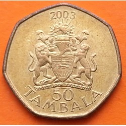 MALAWI 50 TAMBALA 2003 ESCUDO NACIONAL y PRESIDENTE KM.30 MONEDA DE ACERO y BAÑO DE LATÓN MBC+
