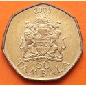 MALAWI 50 TAMBALA 2003 ESCUDO NACIONAL y PRESIDENTE KM.30 MONEDA DE ACERO y BAÑO DE LATÓN MBC+