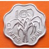 SWAZILANDIA 10 CENTIMOS DE LILANGENI 1998 REY MSWATI III y CAÑA DE AZUCAR KM.49 @FORMA LOBULADA@ MONEDA DE NICKEL SC-