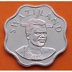 SWAZILANDIA 10 CENTIMOS DE LILANGENI 1998 REY MSWATI III y CAÑA DE AZUCAR KM.10 @FORMA LOBULADA@ MONEDA DE NICKEL SC-