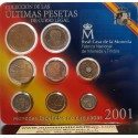 ESPAÑA 2001 CARTERA FNMT SC 1+5+25+100+ 500 PESETAS 2001 (10+50+200 PESETAS 2000 @ULTIMAS PESETAS DE CURSO LEGAL@