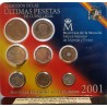 ESPAÑA 2001 CARTERA FNMT SC 1+5+25+100+ 500 PESETAS 2001 (10+50+200 PESETAS 2000 @ULTIMAS PESETAS DE CURSO LEGAL@