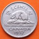 1º AÑO DE EMISIÓN x CANADA 5 CENTAVOS 1937 CASTOR y REY JORGE VI @PUNTO JUNTO A FECHA@ KM.33 MONEDA DE NICKEL MBC+