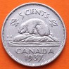 1º AÑO DE EMISIÓN x CANADA 5 CENTAVOS 1937 CASTOR y REY JORGE VI @PUNTO JUNTO A FECHA@ KM.33 MONEDA DE NICKEL MBC+