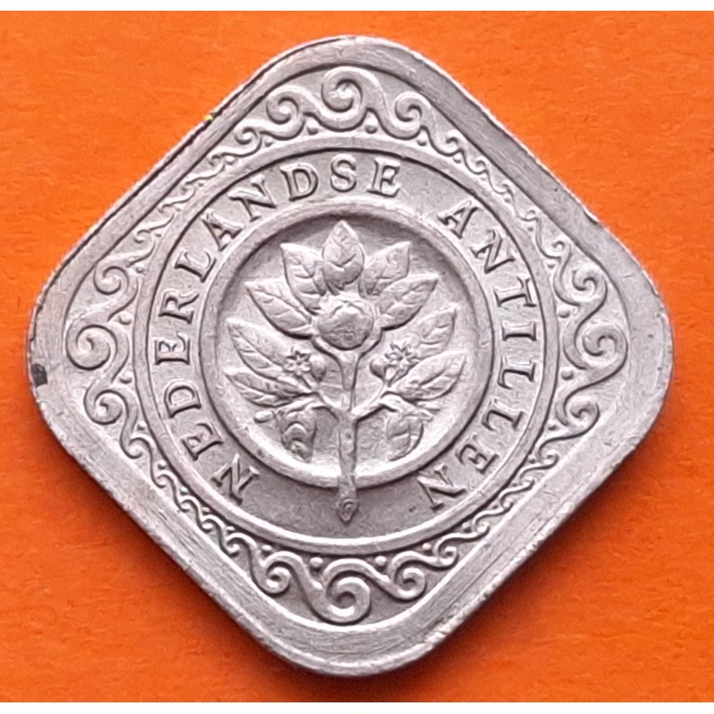 ANTILLAS HOLANDESAS 5 CENTIMOS 1963 VALOR y CARACTERES KM. 13 MONEDA DE NICKEL SC- Netherland Antilles