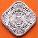 ANTILLAS HOLANDESAS 5 CENTIMOS 1963 VALOR y CARACTERES KM. 13 MONEDA DE NICKEL SC- Netherland Antilles