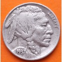 ESTADOS UNIDOS 5 CENTAVOS 1937 BUFFALO e INDIO NATIVO KM.134 MONEDA DE NICKEL MBC USA 5 Cent coin R/3