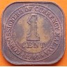 MALASIA 1 CENTIMO 1945 REY JORGE VI ESTRECHOS MALAYOS KM.6 Modulo Pequeño MONEDA DE BRONCE MBC- Malaya Malaysia WWII