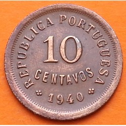 PORTUGAL 10 CENTAVOS 1940 DAMA KM.573 MONEDA DE BRONCE MBC- República Portuguesa