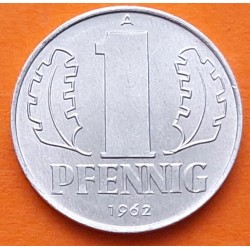 ALEMANIA DEMOCRATICA 1 PFENNIG 1962 A ESCUDO Régimen Comunista KM.8.1 MONEDA DE ALUMINIO SC- Germany DDR RDA
